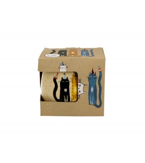 KUBEK Z ZAPARZACZEM I POKRYWKĄ KOTY DUO KOCI ŚWIAT PARTY 430 ML