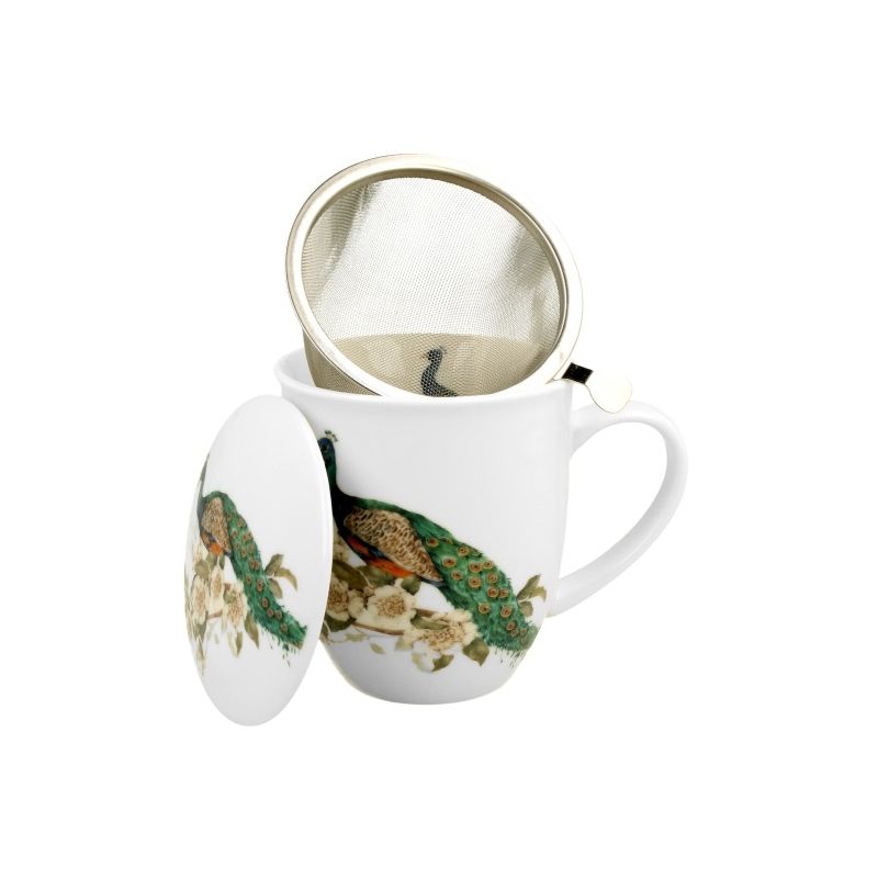 KUBEK Z ZAPARZACZEM POKRYWKĄ DO ZIÓŁ HERBATY DUO PAW NA PREZENT 400 ML