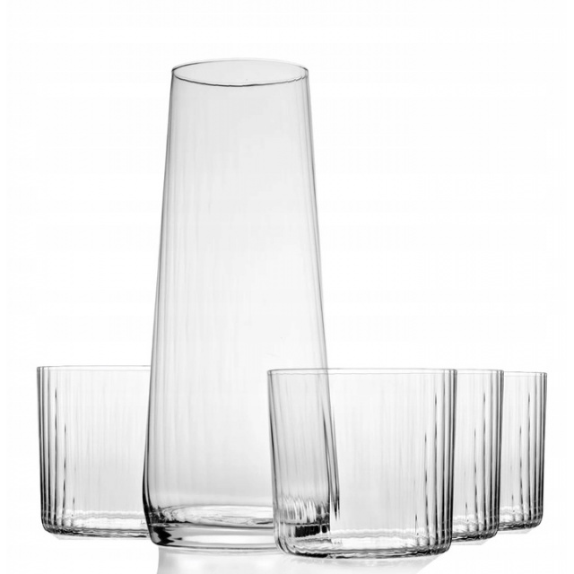 ZESTAW DO WOSY SOKU KARAFKA + SZKLANKI RYFLOWANE KROSNO AVANT-GARDE 5 EL