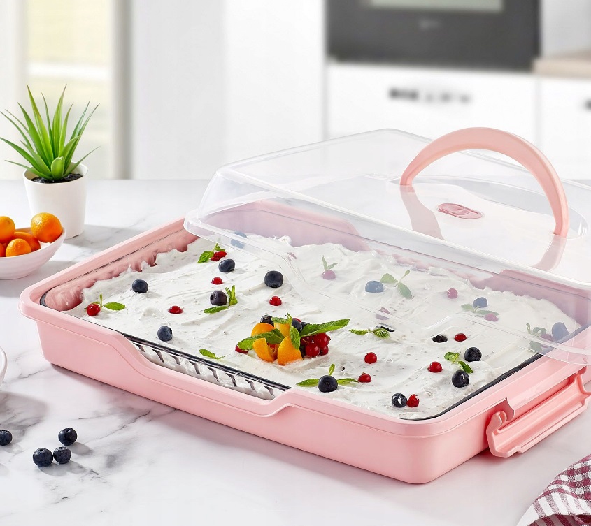 POJEMNIK NA CIASTO Z POKRYWKĄ 34 X 24 CM SOLIDNY FLORENCJA SZARY