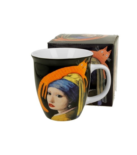 KUBEK DUŻY XXL DUO DZIEWCZYNA Z KOTEM 650 ML NA PREZENT