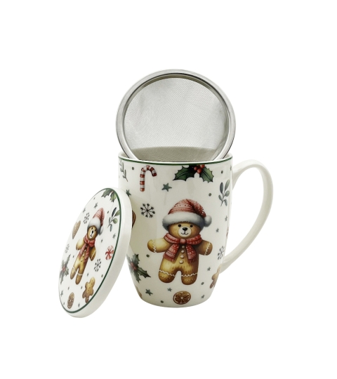 KUBEK Z ZAPARZACZEM ŚWIĄTECZNY POKRYWKĄ DUO ŚWIĘTA PIERNIKI 360 ML
