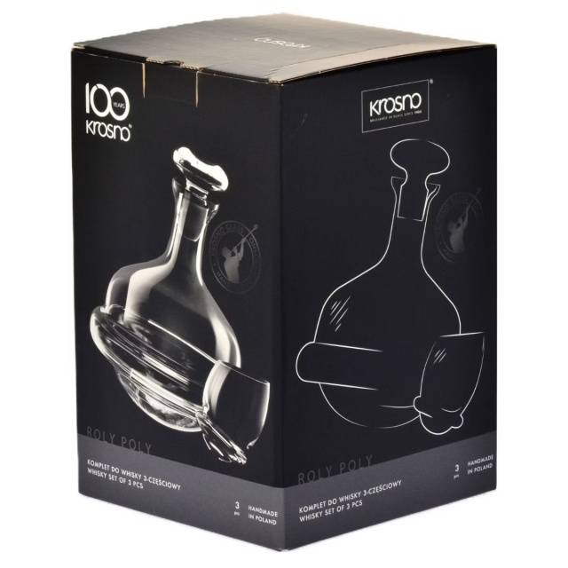 ZESTAW BUJANY DO WHISKY KARAFKA + SZKLANKI KROSNO ROLY-POLY 1+2  EL