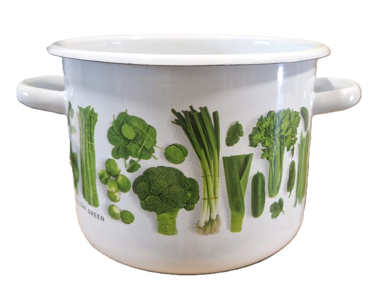 Garnek Emaliowany Bez Pokrywki Net-Pol Warzywa Zielone 20 cm 4,5 L