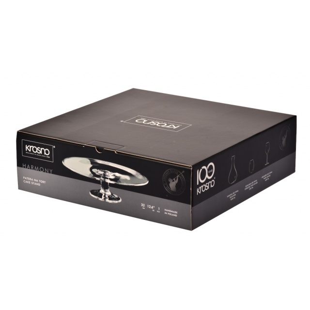 PATERA SZKLANA NA NODZE NA TORT CIASTO KROSNO HARMONY 32 CM