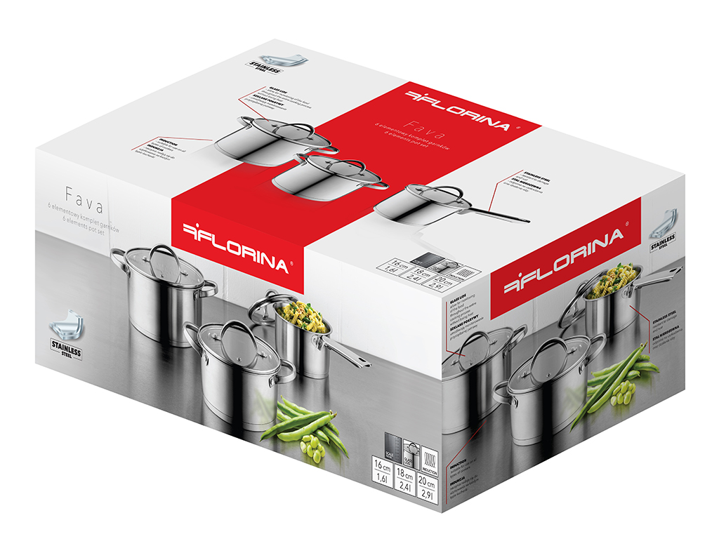 ZESTAW GARNKÓW STALOWYCH FLORINA FAVA 6 EL