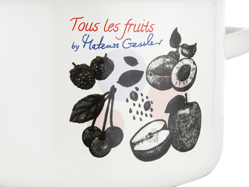 GARNEK EMALIOWANY PLESZEW FRUITS OWOCE 18 CM 2,65 L