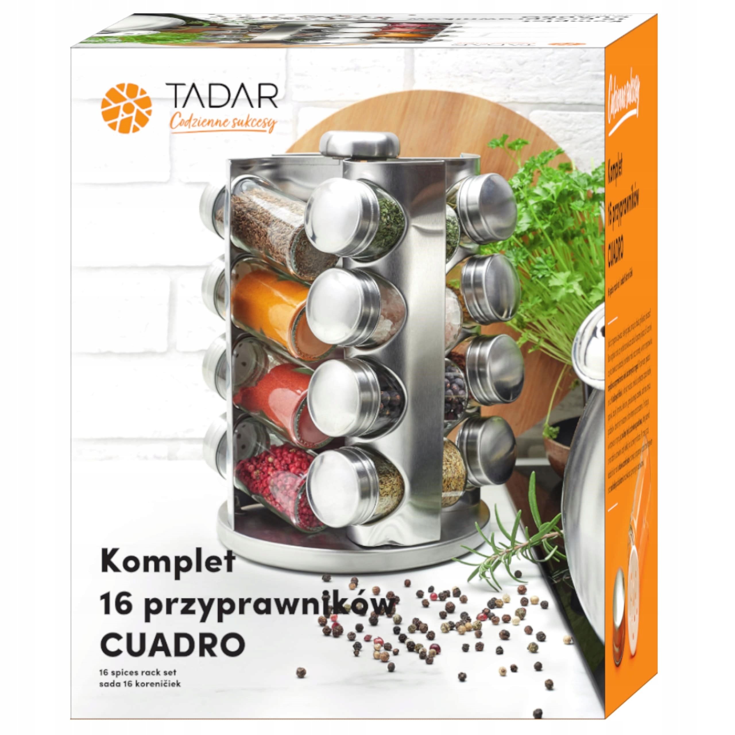 ZESTAW PRZYPRAWNIKÓW STOJAK OBROTOWY CUADRO 16 EL