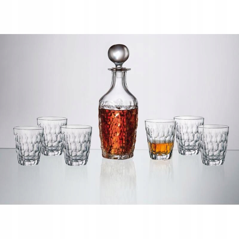 ZESTAW WHISKY KARAFKA SZKLANKI BOHEMIA MARBLE 1+6