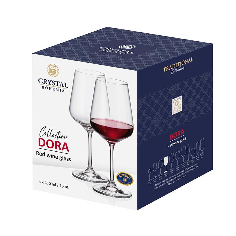 KIELISZKI DUŻE DO WINA CZERWONEGO BOHEMIA DORA 450 ML X 4 SZT
