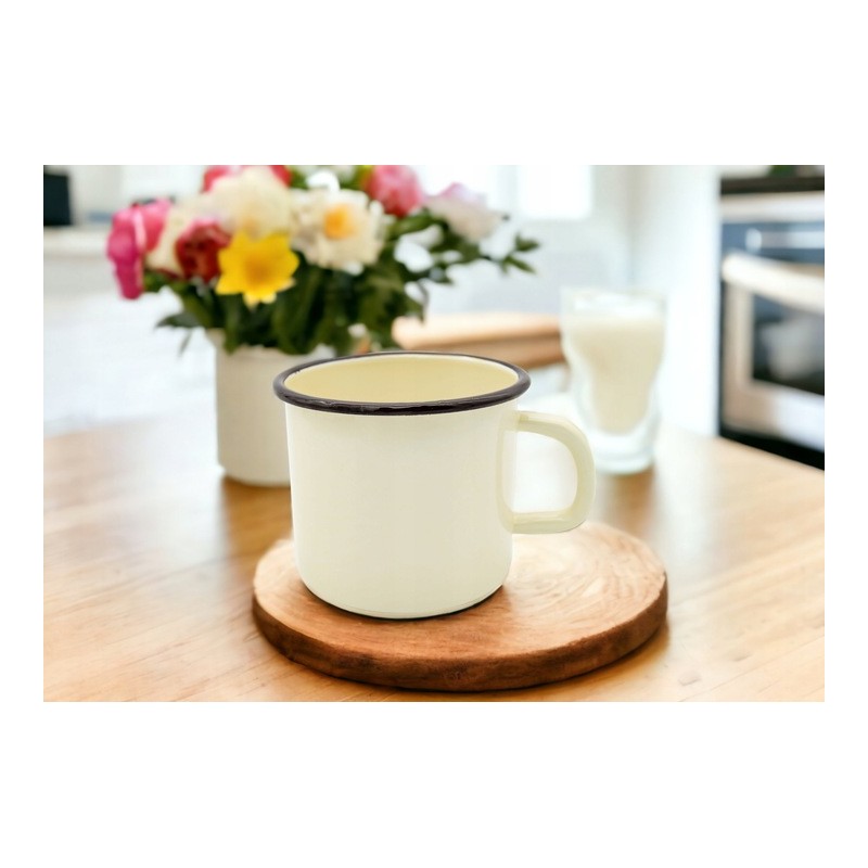 KUBEK EMALIOWANY KREMOWY 10 CM 800 ML