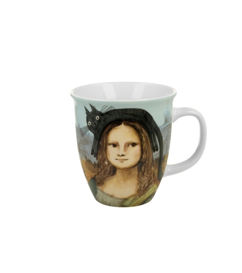 KUBEK DUŻY XXL DUO MONA LISA Z KOTEM 650 ML NA PREZENT
