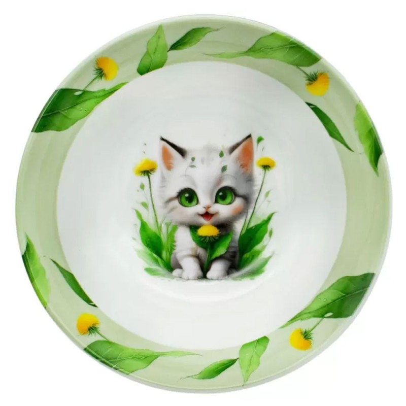 ZESTAW PORCELANOWY DZIECIĘCY OBIADOWY BELLA FIORE KOT KOTEK  X 4 EL.