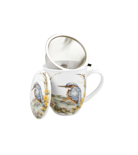 KUBEK Z ZAPARZACZEM POKRYWKĄ DO ZIÓŁ DUO ZIMORODEK NA PREZENT 400 ML