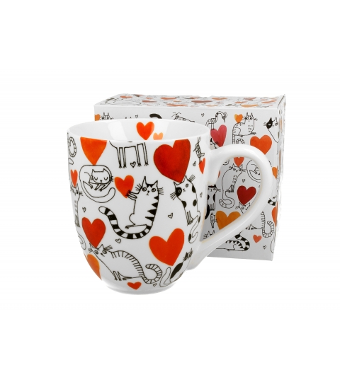 KUBEK DUŻY XXL DUO KOT KOTY SERCA NA PREZENT 1000 ML