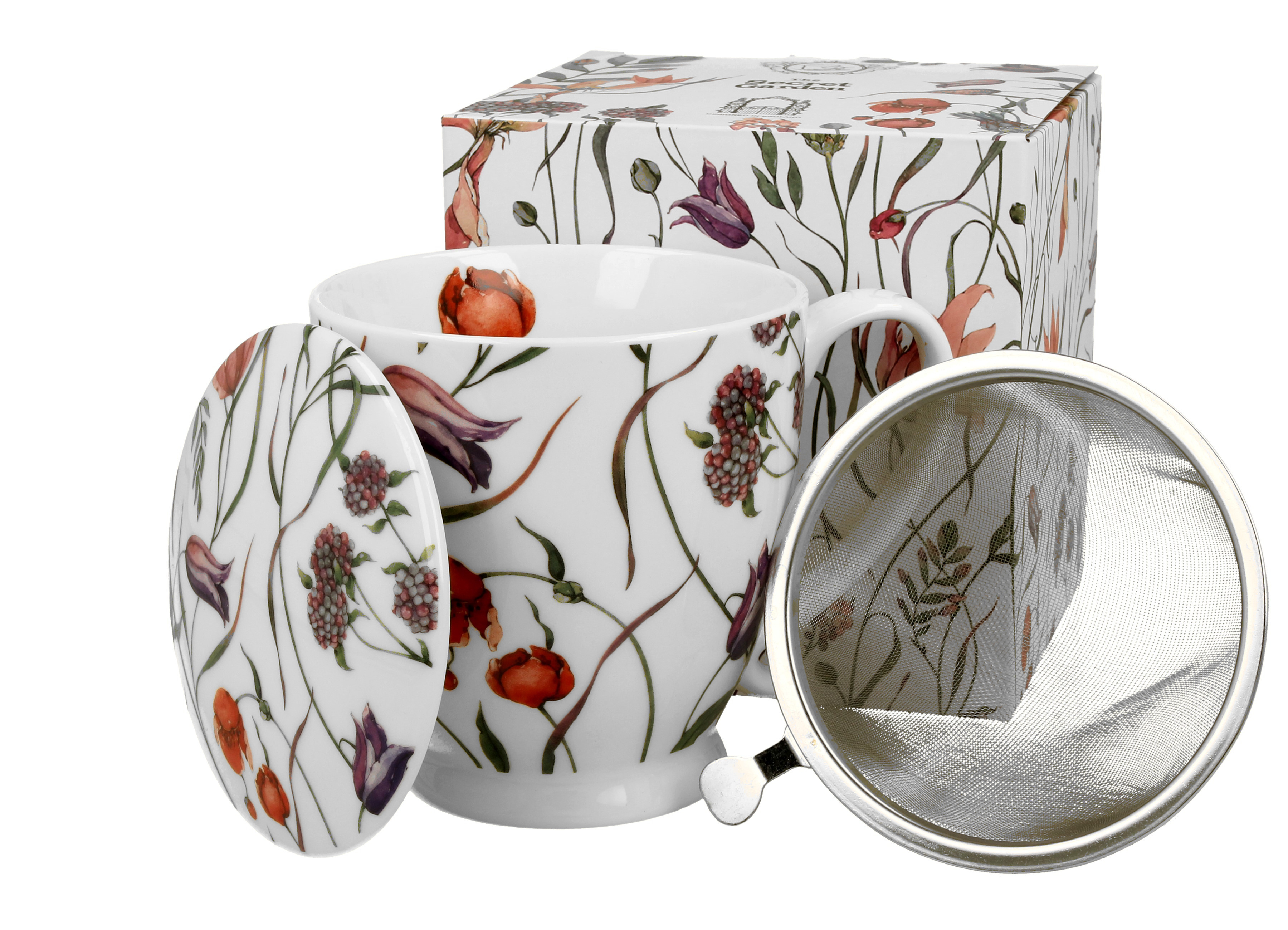 KUBEK Z ZAPARZACZEM POKRYWKĄ DUO FLOWER MEADOW KWIATY  510 ML