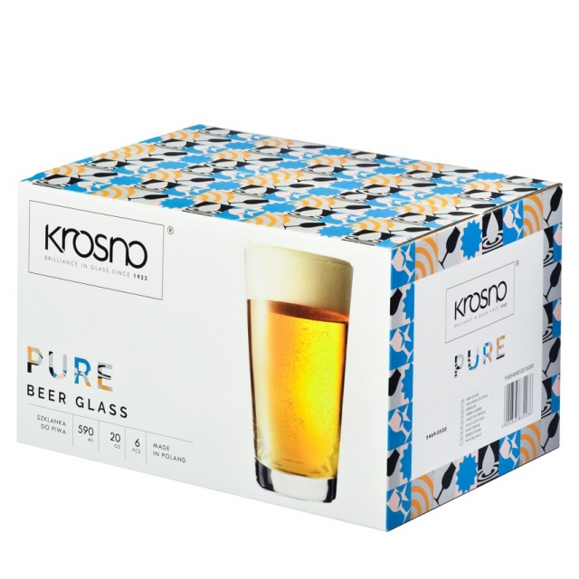 SZKLANKI KUFLE DO PIWA KROSNO PURE 530 ML / 590 ML X 6 SZT