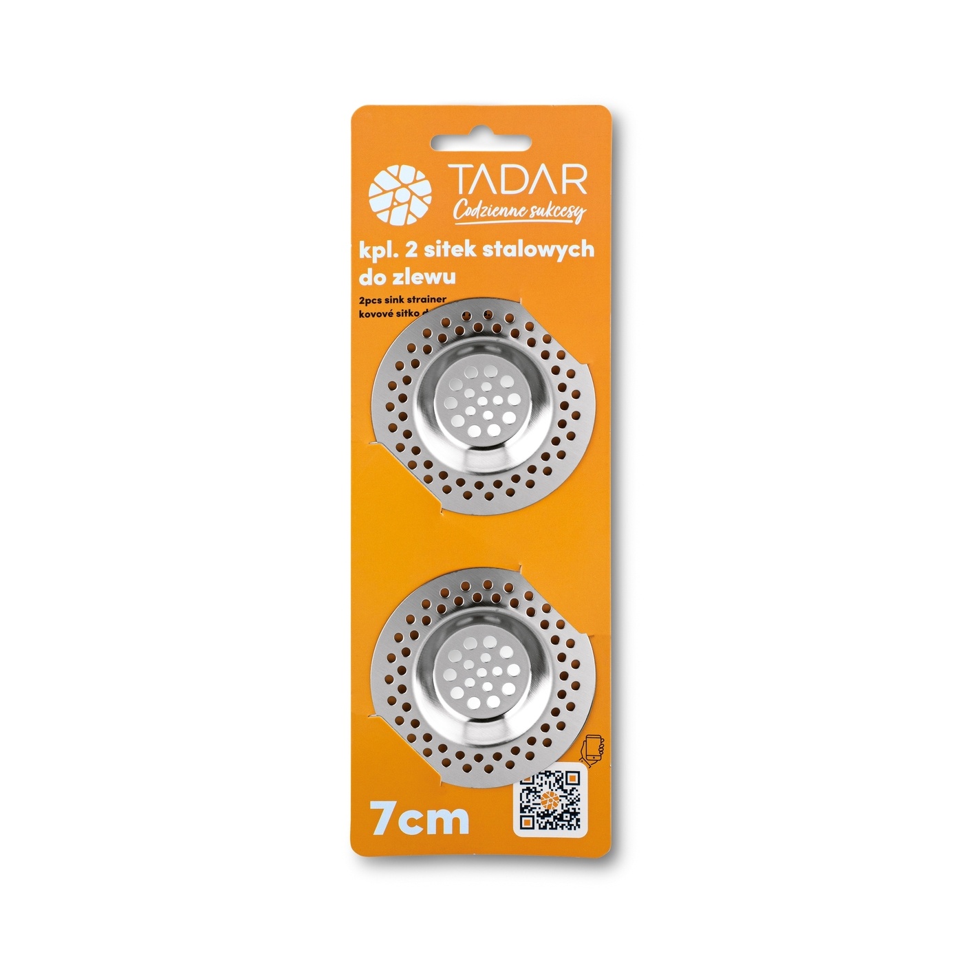 ZESTAW SITKA SITKO DO ZLEWU METALOWE SREBRNE TADAR 7 CM x 2 SZT