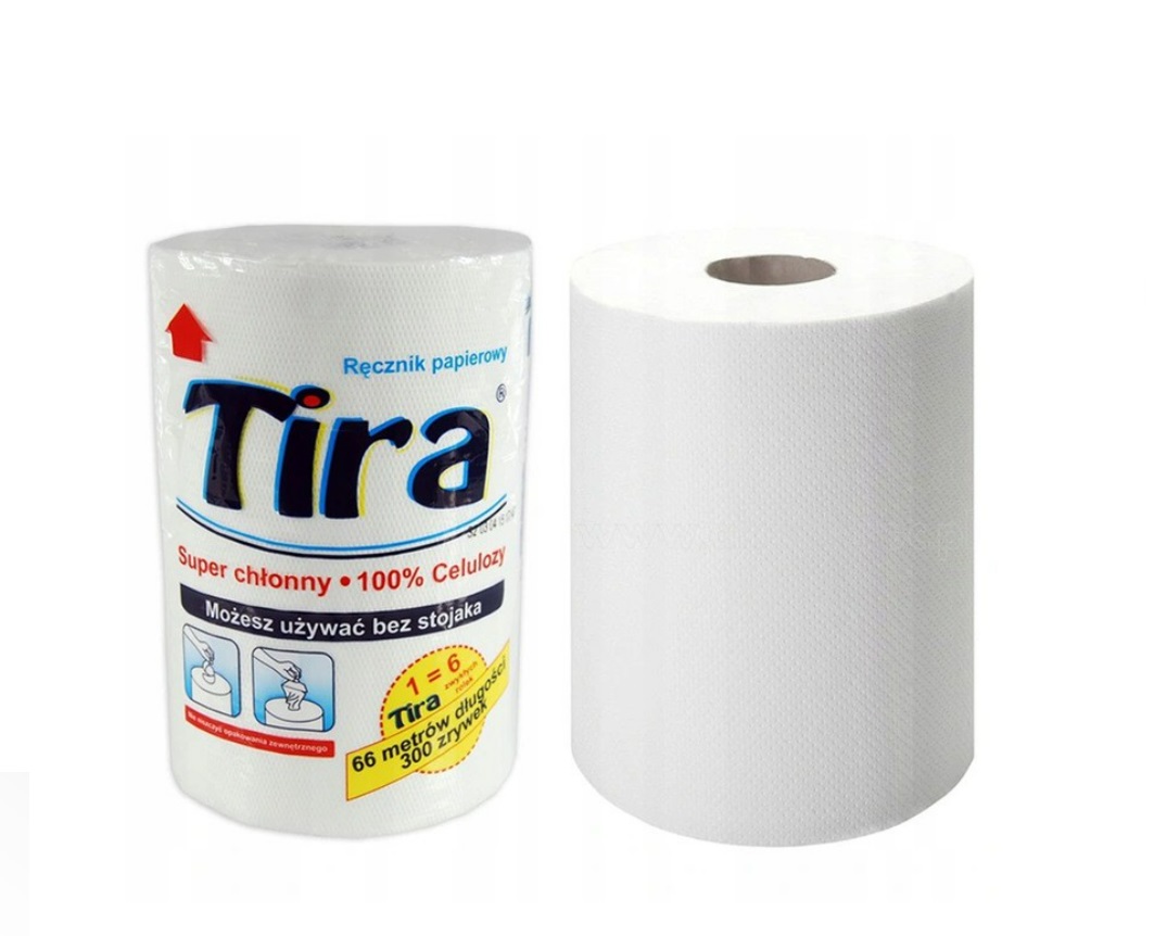 RĘCZNIK PAPIEROWY TIRA 100% CELULOZA 300 ZRYWEK 66 METRÓW