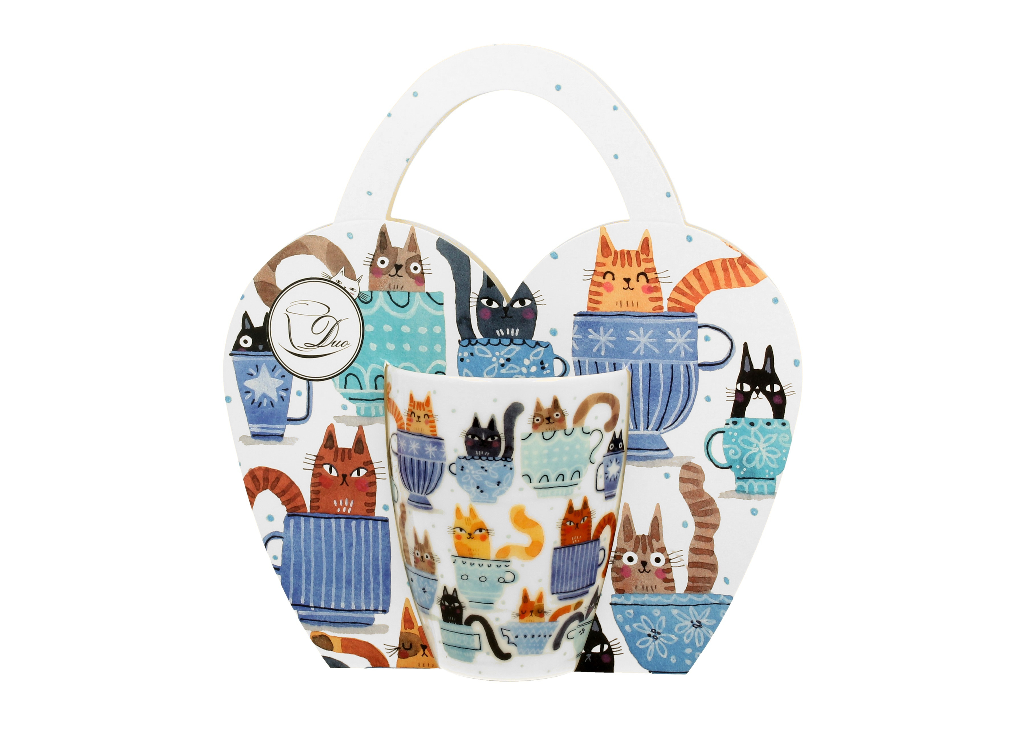 KUBEK DUO KOT KOTY W FILIŻANKACH NA PREZENT 360 ML