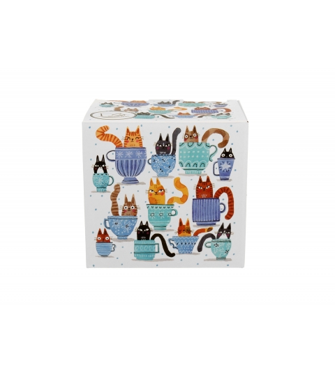 KUBEK Z ZAPARZACZEM I POKRYWKĄ DO ZIÓŁ DUO KOTY W FILIŻANKACH 430 ML