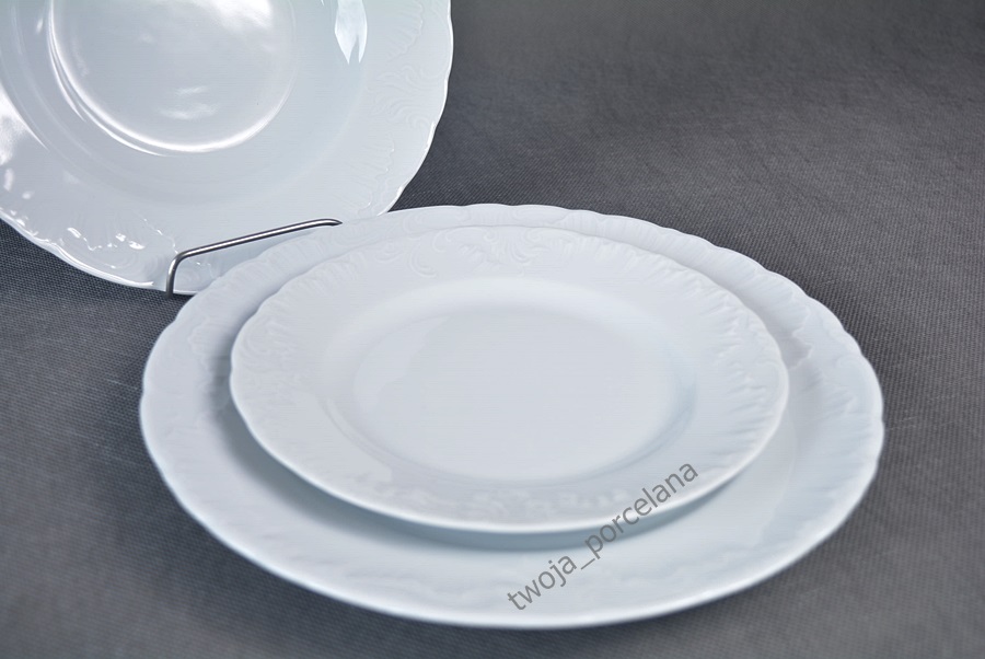 TALERZ DESEROWY ROCOCO 17 cm 0001 ĆMIELÓW BIAŁY