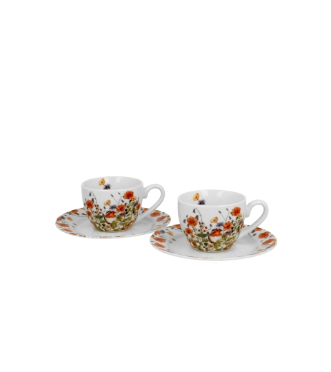 FILIŻANKI ZE SPODKIEM ESPRESSO DUO KWIATY MAKI 90 ML X 2 SZT