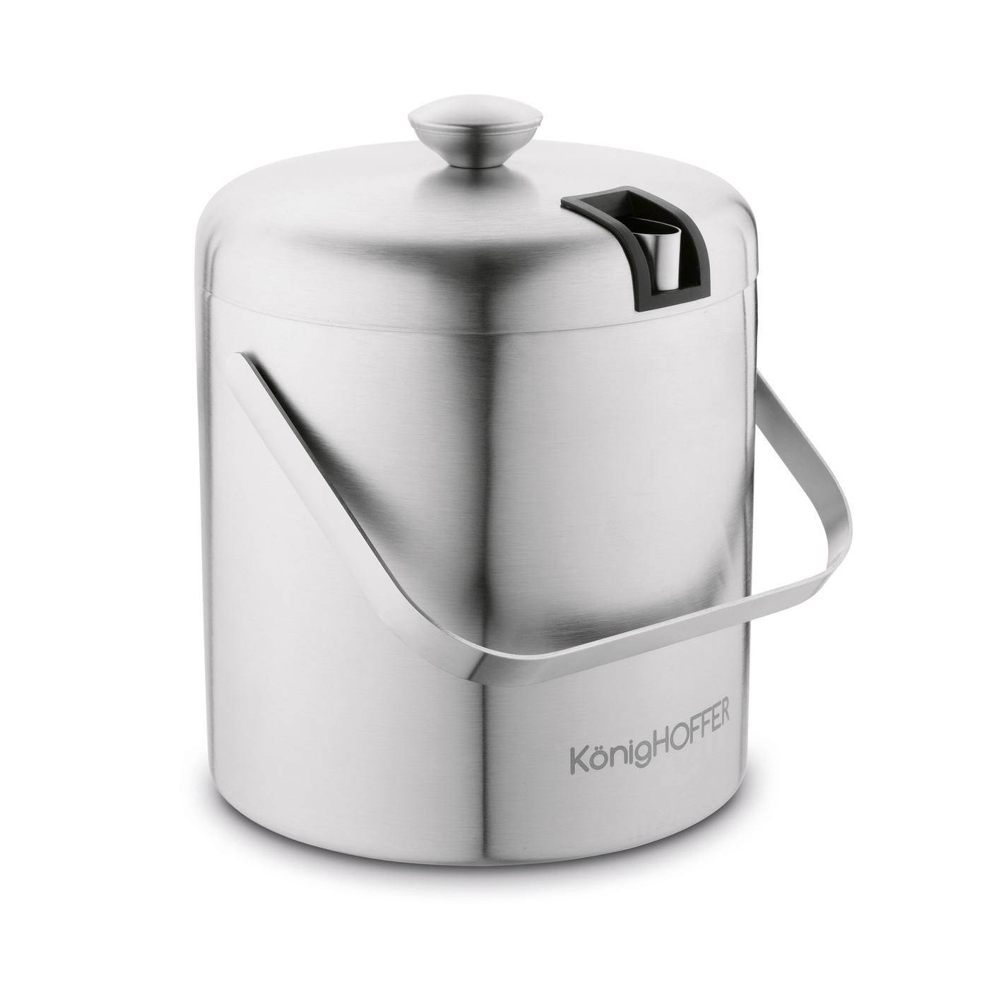 POJEMNIK Z POKRYWKĄ + SCZYPCE NA LÓD KONIGHOFFER LUGO 3 L SREBRNY SATYNA