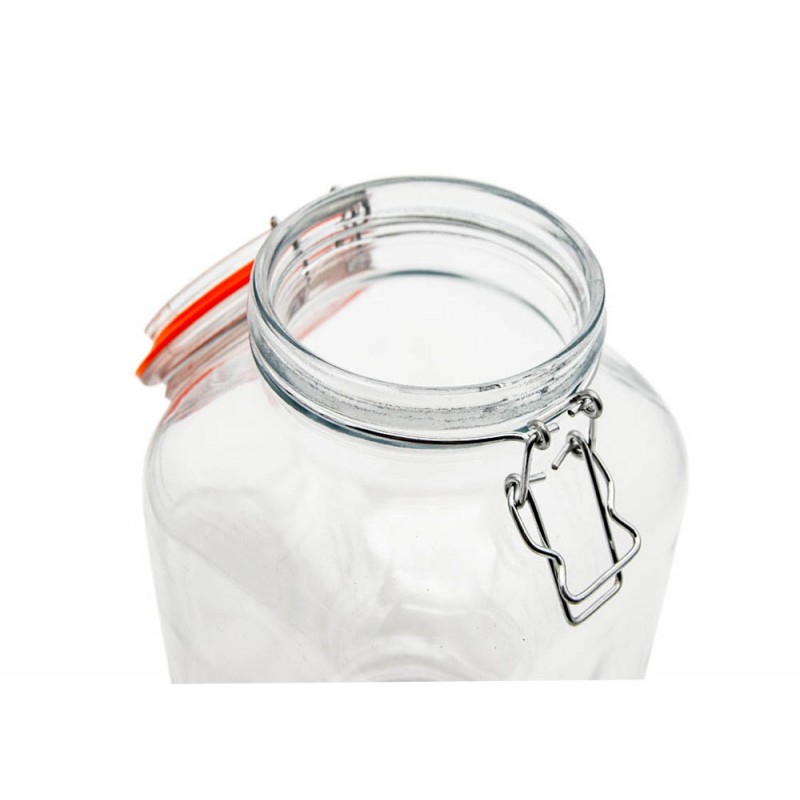 SŁOIK SZKLANY KWADRATOWY Z KLIPSEM KLAMRĄ KISZENIA ART SYPKICH 1,5 L