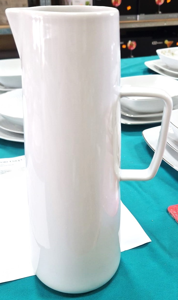 DZBANEK PORCELANOWY WYSOKI BIAŁY LUBIANA 1,3 L