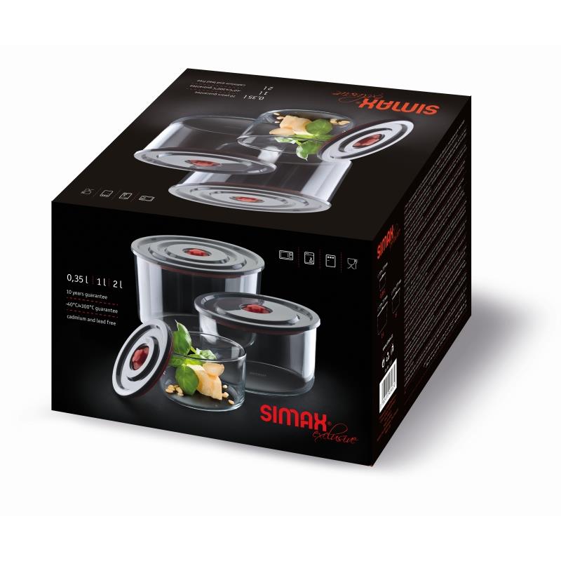 ZESTAW POJEMNIKÓW SZKLANYCH ŻAROODPORNE Z POKRYWKĄ HERMETYCZNE SIMAX  X 3