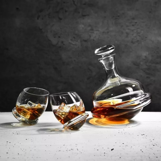 ZESTAW BUJANY DO WHISKY KARAFKA + SZKLANKI KROSNO ROLY-POLY 1+2  EL