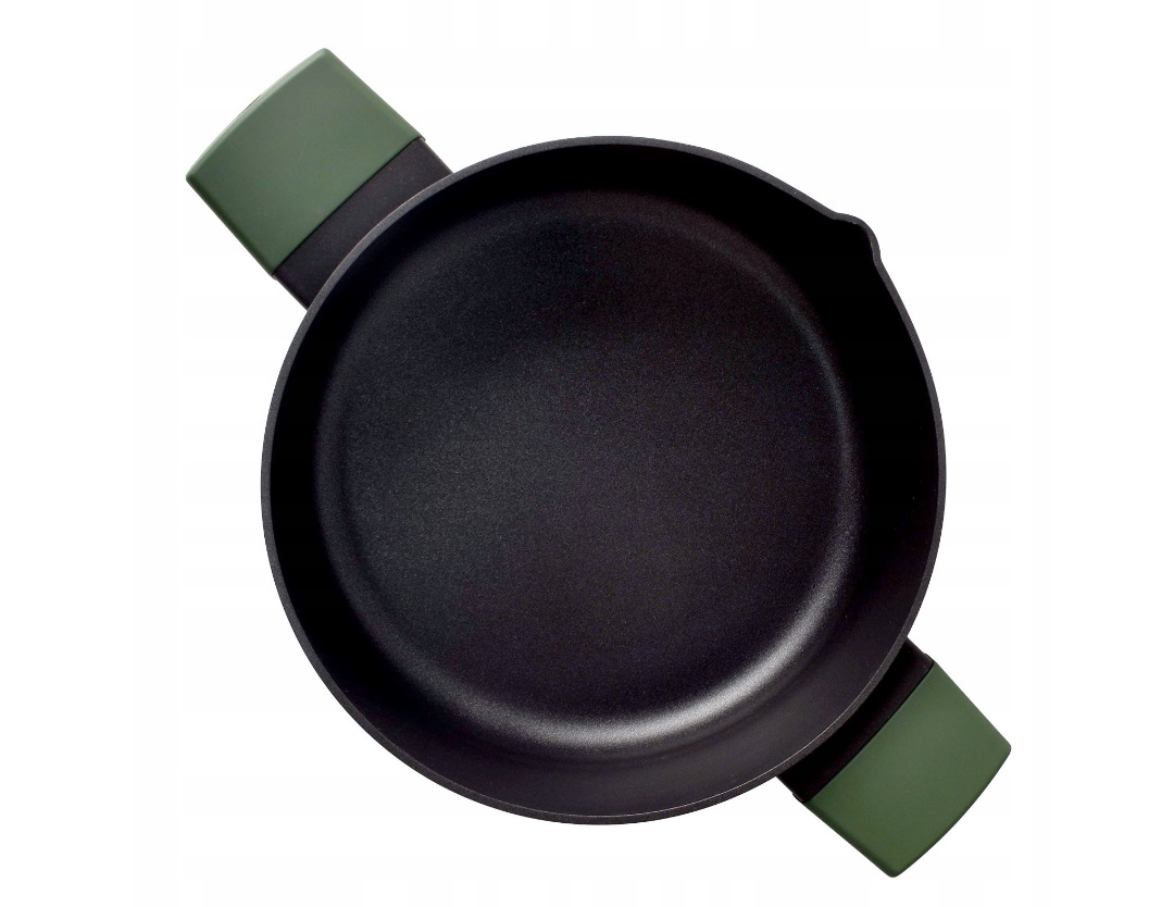 GARNEK Z POKRYWKĄ NON-STICK CZARNY ZIELONE UCHWYTY 20 CM  2,5 L