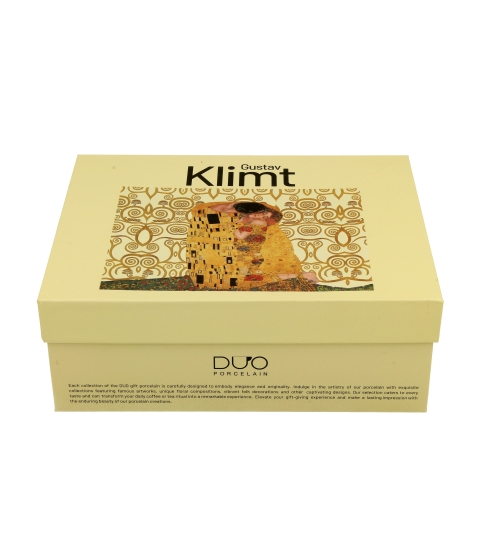 FILIŻANKI ZE SPODKIEM ESPRESSO DUO KLIMT POCAŁUNEK KISS ECRU 90 ML X 2 SZT