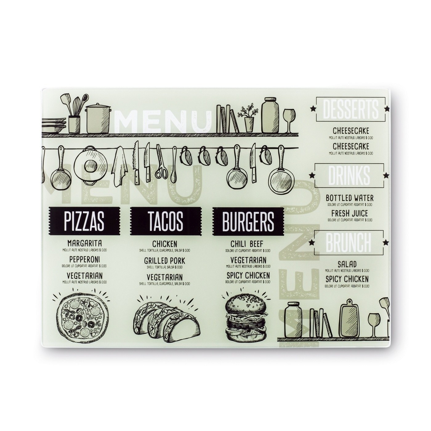 DESKA SZKLANA DO KROJENIA SERWOWANIA PRZEKĄSEK TADAR CUT ART 40 x 30 CM