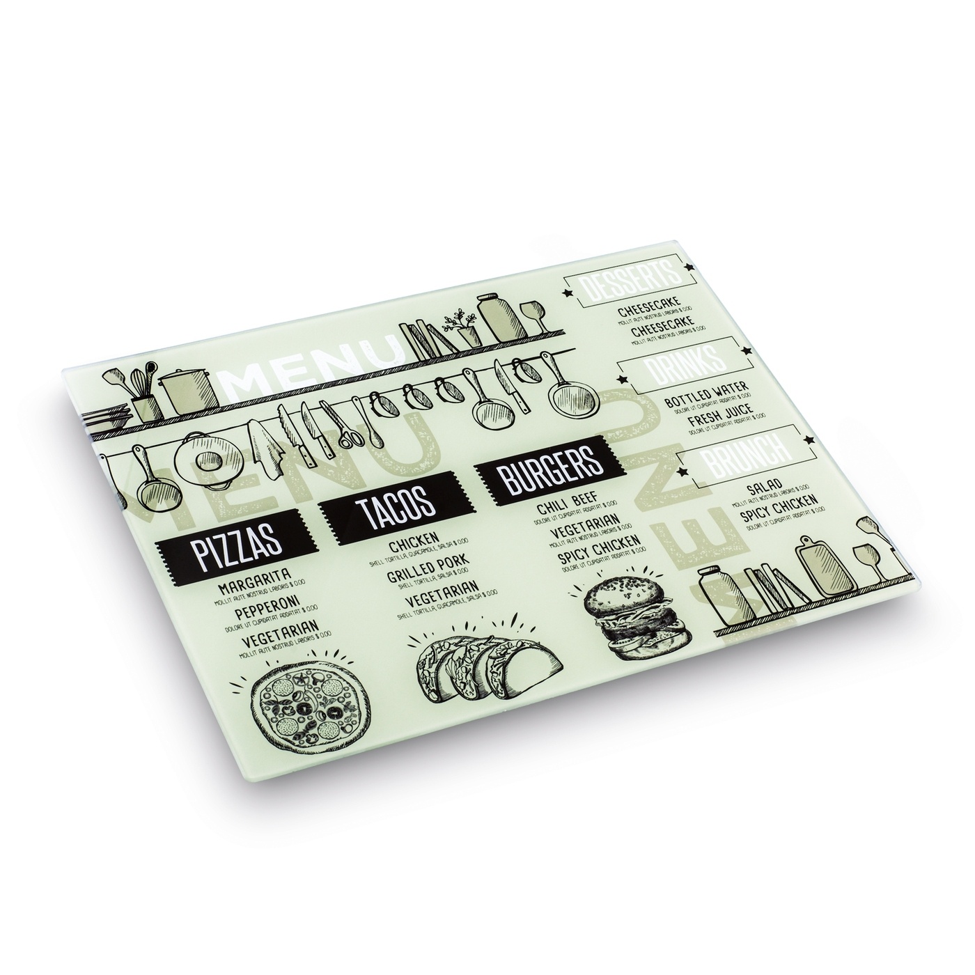 DESKA SZKLANA DO KROJENIA SERWOWANIA PRZEKĄSEK TADAR CUT ART 40 x 30 CM