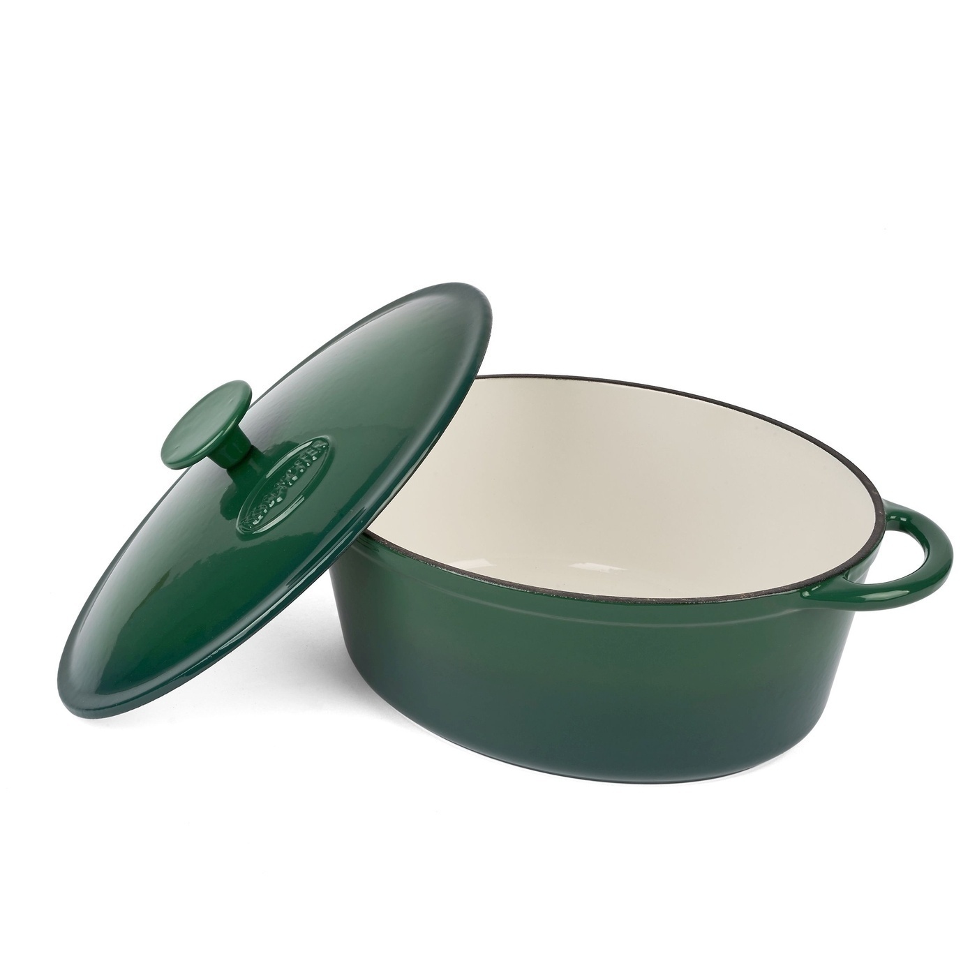 GĘSIARKA Z POKRYWKĄ OWALNA ŻELIWNA EMALIOWANA KONIGHOFFER ZIELONA 6,4 L