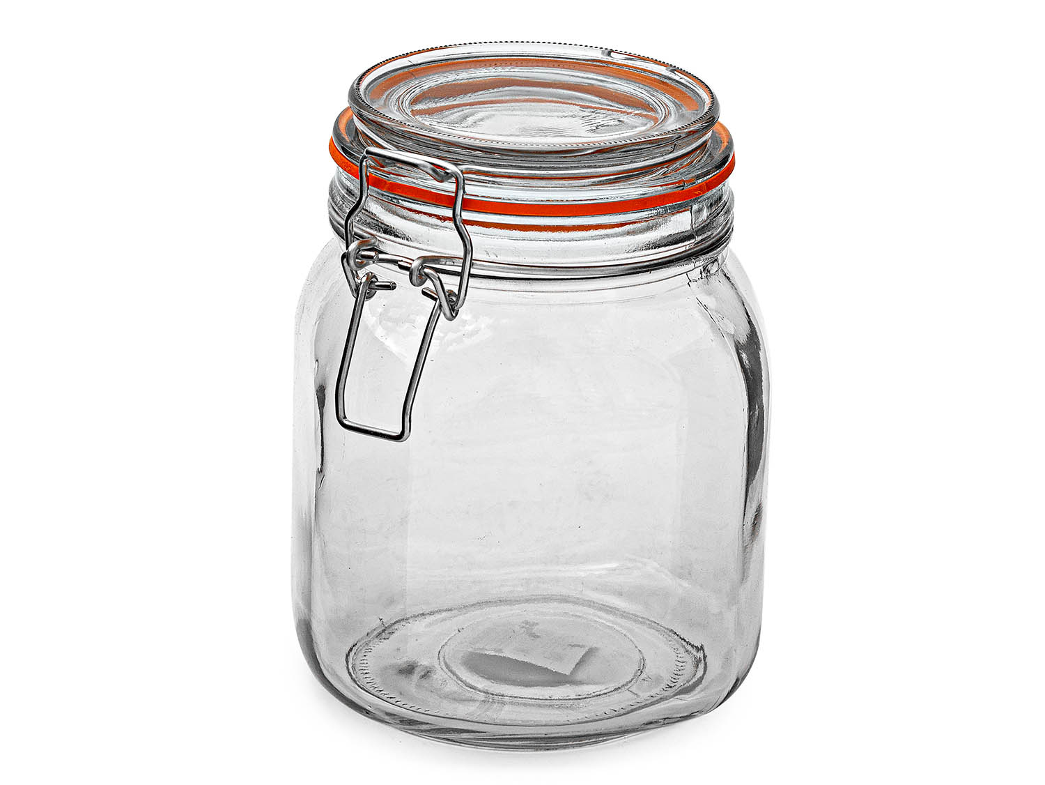 SŁOIK SZKLANY KWADRATOWY Z KLIPSEM KLAMRĄ KISZENIA ART SYPKICH 1 L