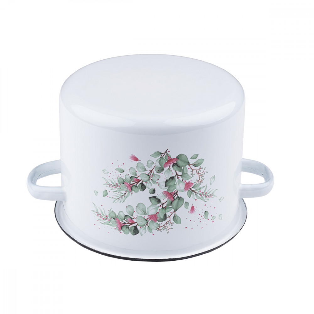 GARNEK EMALIOWANY BIAŁY EMALIA RYBNIK EUKALIPTUS 20 CM 4,5 L