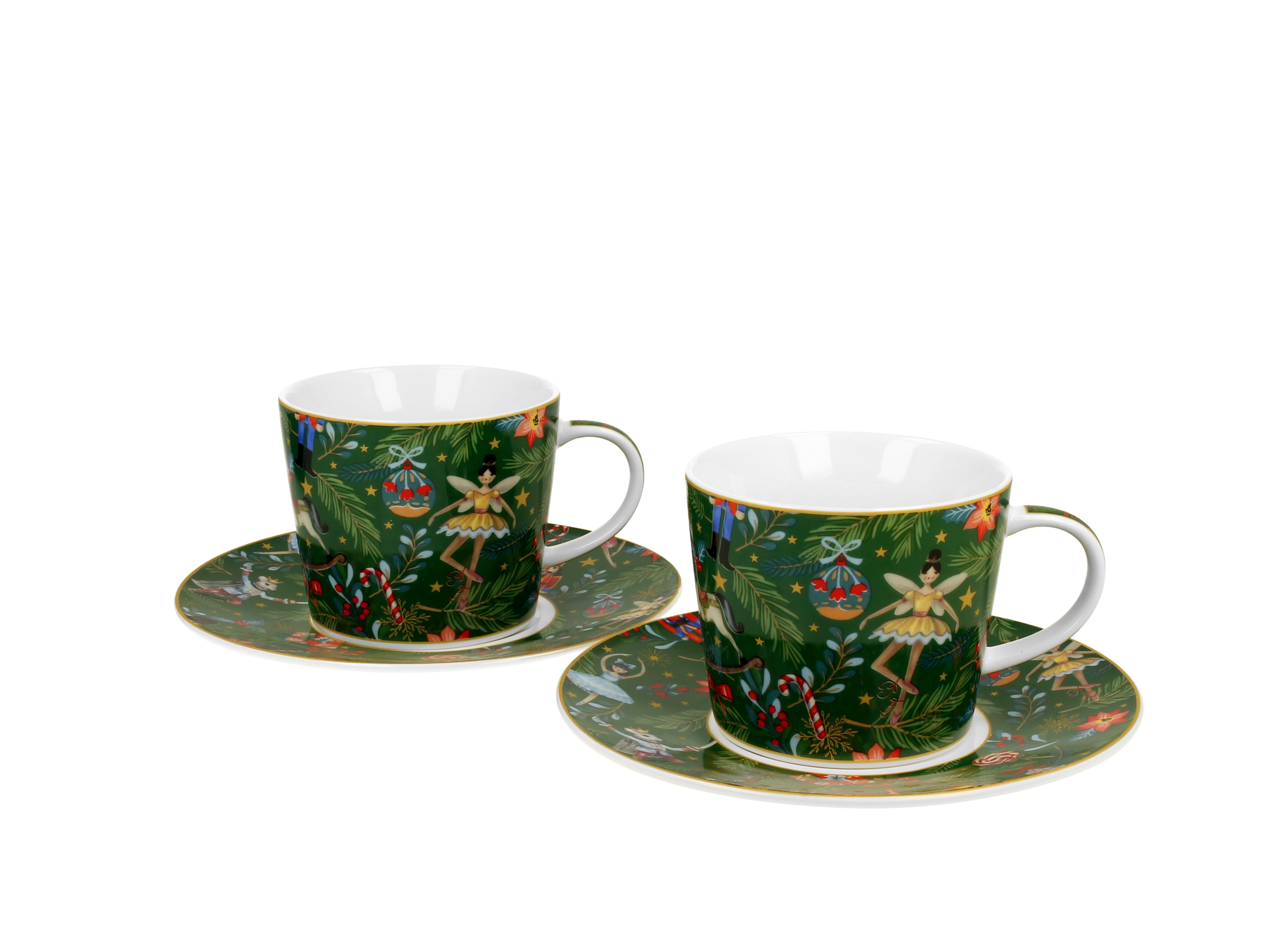 FILIŻANKA + SPODEK CHOINKA DUO CHRISTMAS DZIADEK DO ORZECHÓW 250 ML x 2