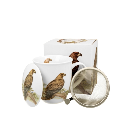 KUBEK Z ZAPARZACZEM POKRYWKĄ DO ZIÓŁ DUO ORZEŁ PRZEDNI NA PREZENT 400 ML