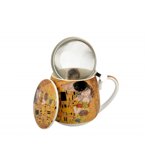 KUBEK Z ZAPARZACZEM POKRYWKĄ DUO GUSTAV KLIMT KISS CLASSIC POCAŁUNEK 430 ML