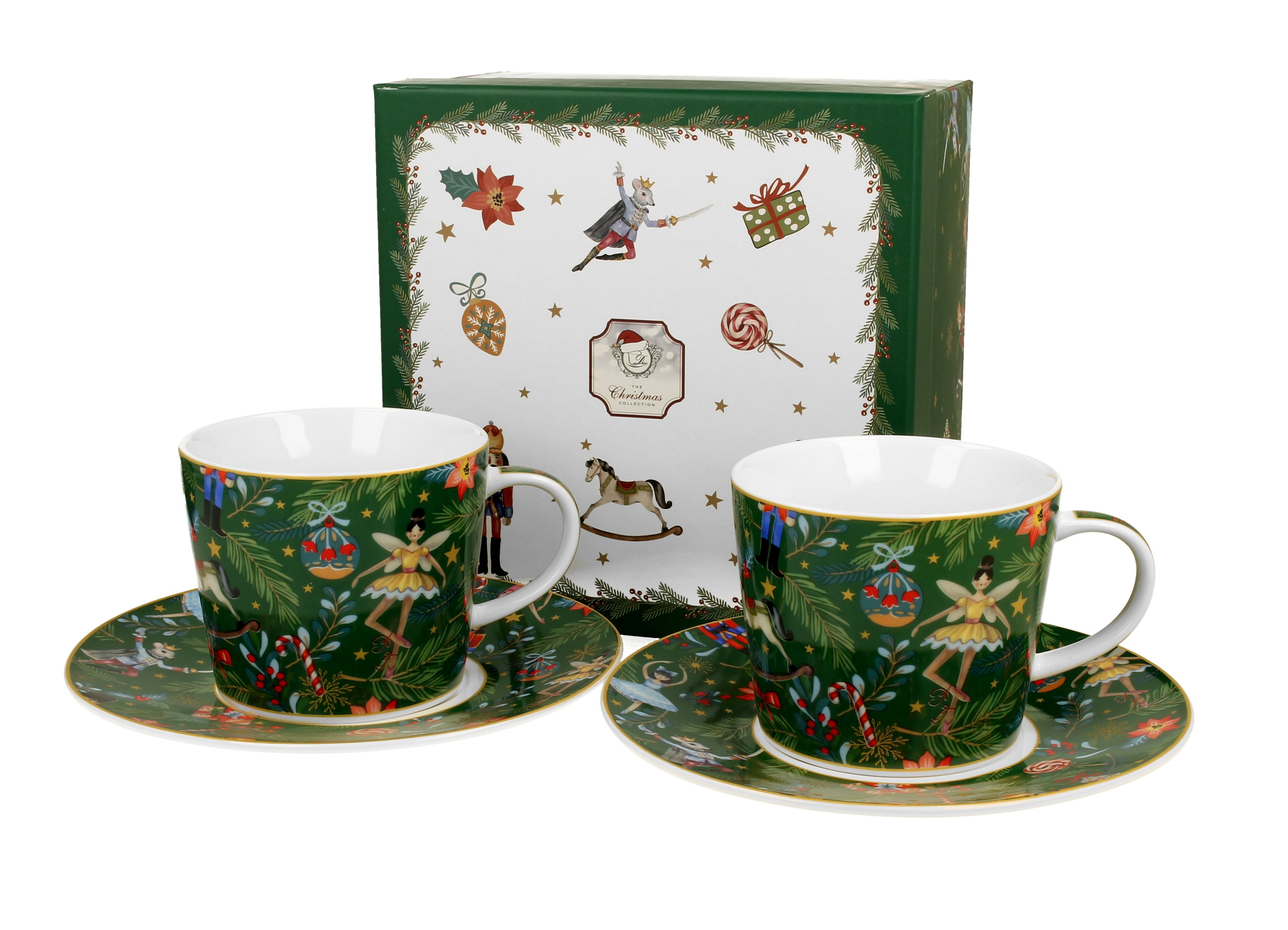 FILIŻANKA + SPODEK CHOINKA DUO CHRISTMAS DZIADEK DO ORZECHÓW 250 ML x 2