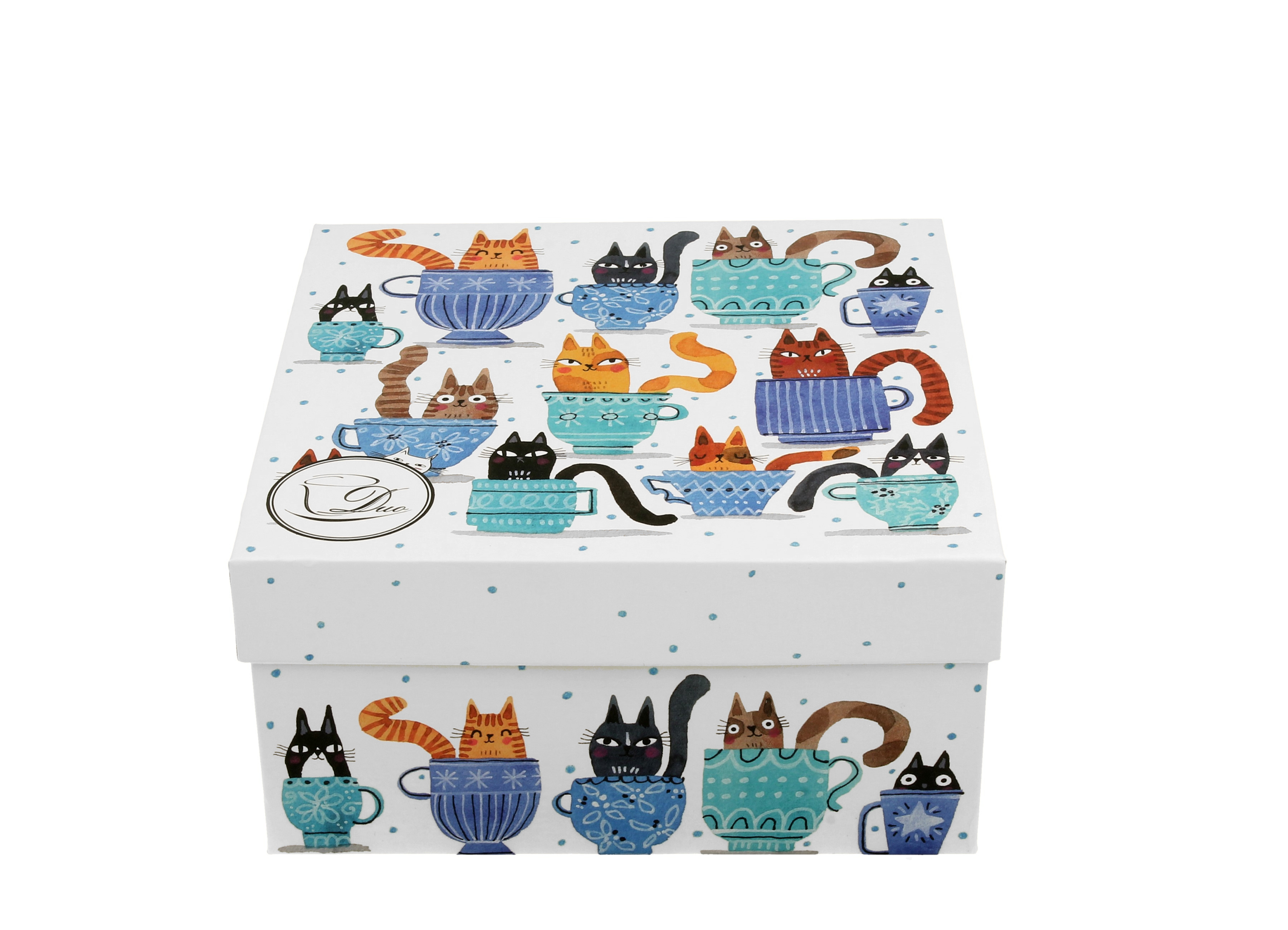 FILIŻANKA ZE SPODKIEM DUO KOTY W FILIŻANKACH NA PREZENT 230 ML