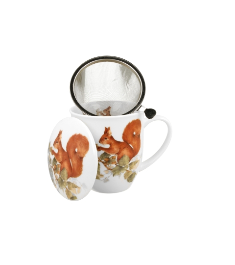 KUBEK Z ZAPARZACZEM POKRYWKĄ DO ZIÓŁ DUO WIEWIÓRKA NA PREZENT 400 ML