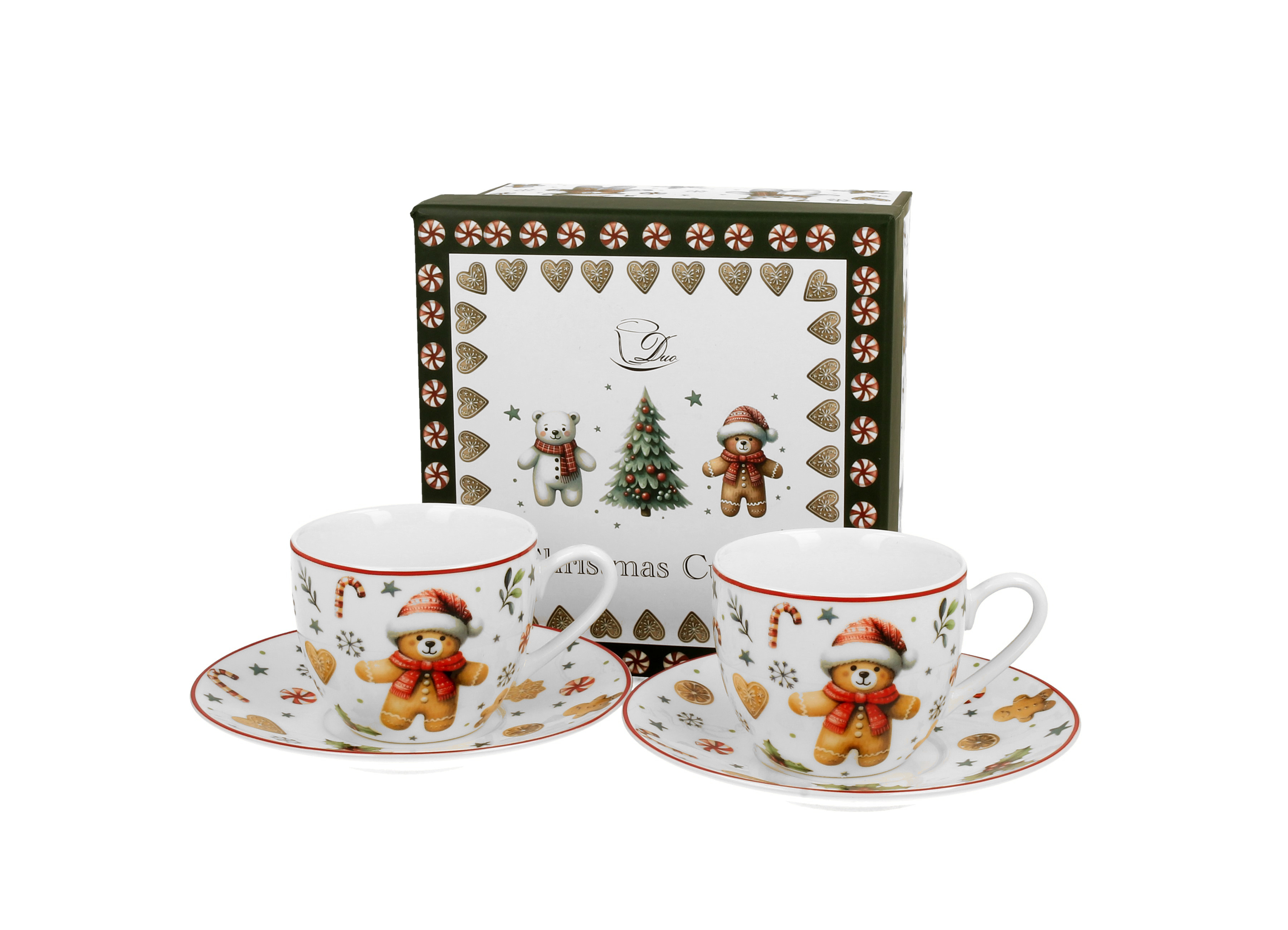 FILIŻANKA + SPODEK DO ESPRESSO DUO ŚWIĘTA CHRISTMAS PIERNIK 90 ML x 2