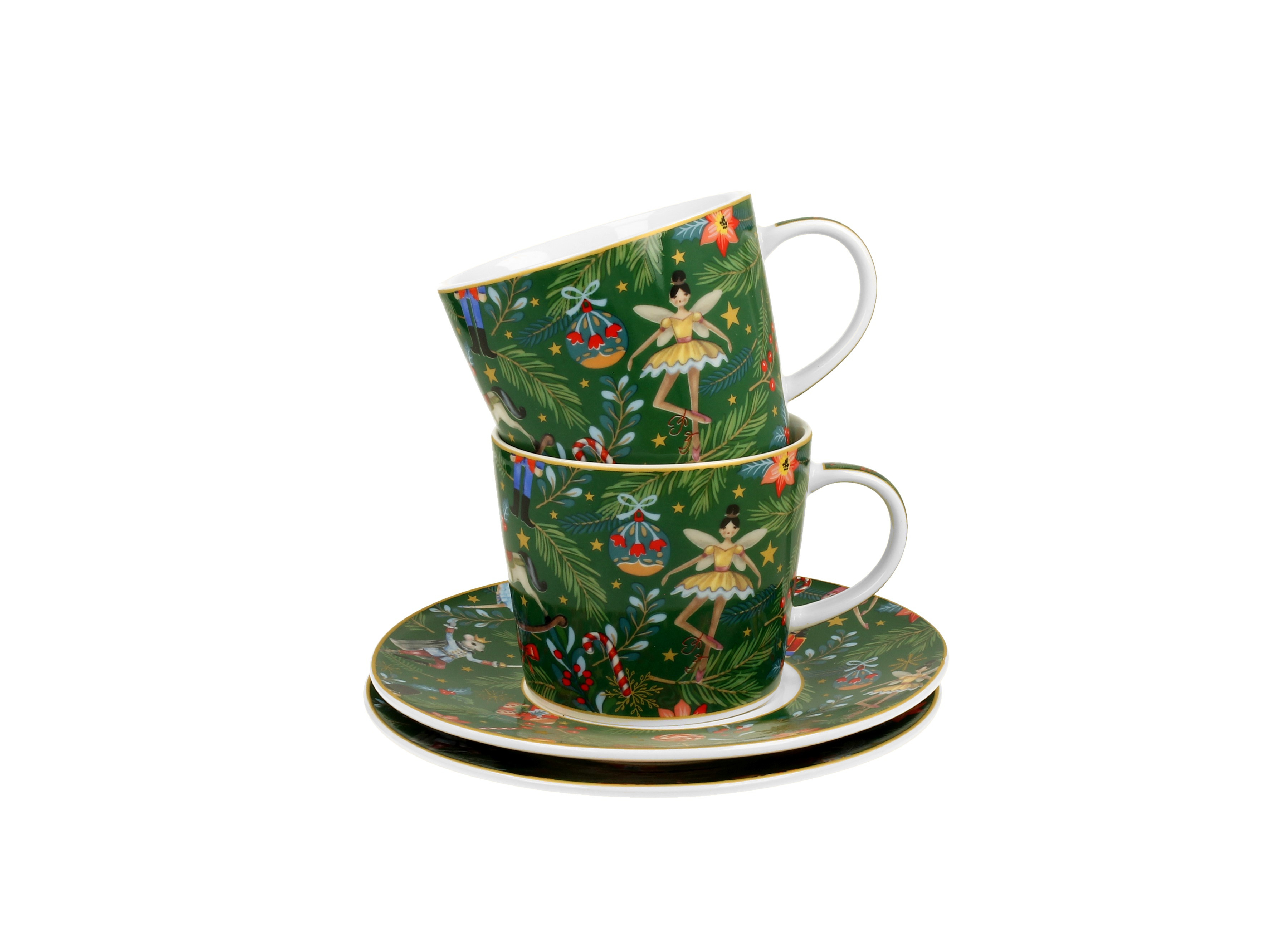 FILIŻANKA + SPODEK CHOINKA DUO CHRISTMAS DZIADEK DO ORZECHÓW 250 ML x 2