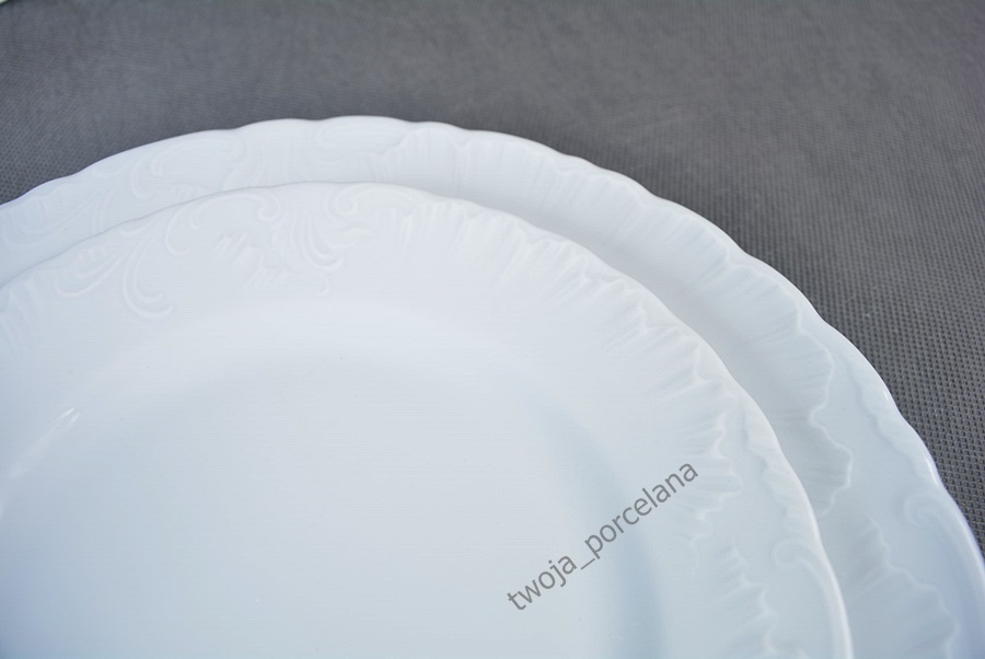TALERZ DESEROWY ROCOCO 17 cm 0001 ĆMIELÓW BIAŁY