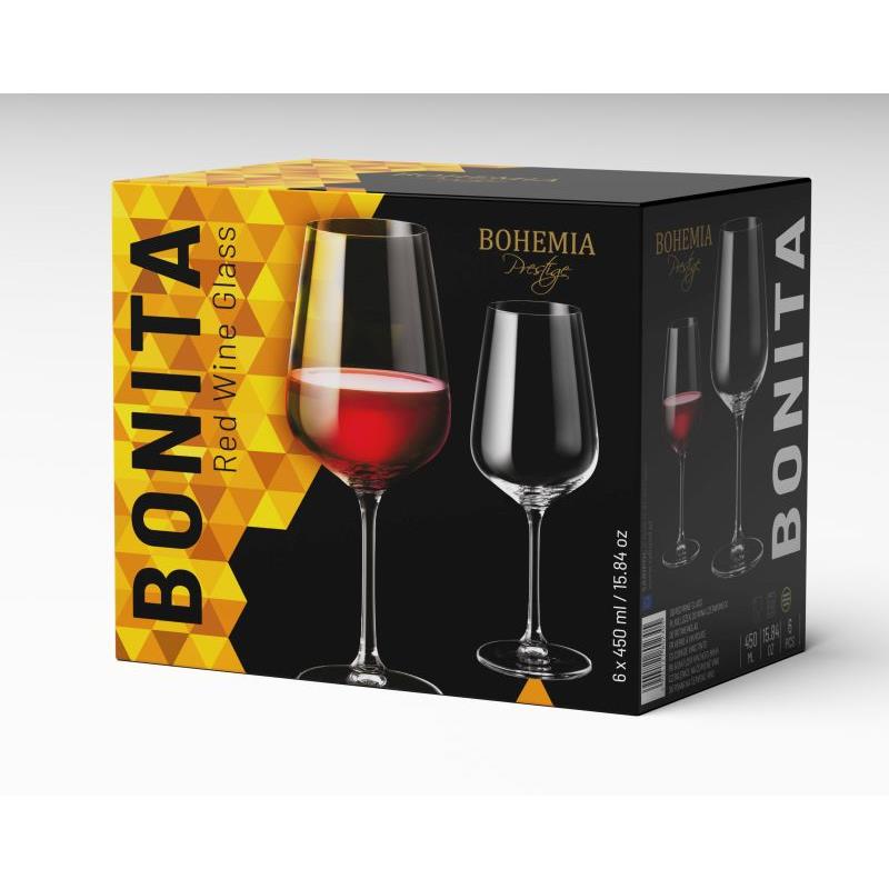 KIELISZKI DUŻE DO WINA CZERWONEGO BOHEMIA BONITA 450 ML X 6SZT