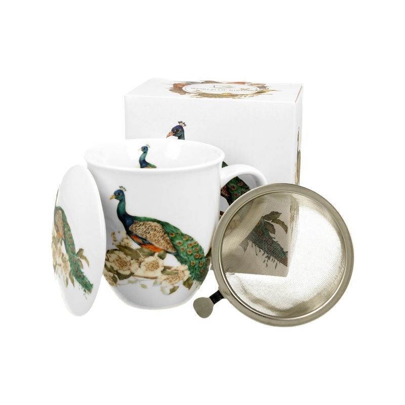 KUBEK Z ZAPARZACZEM POKRYWKĄ DO ZIÓŁ HERBATY DUO PAW NA PREZENT 400 ML